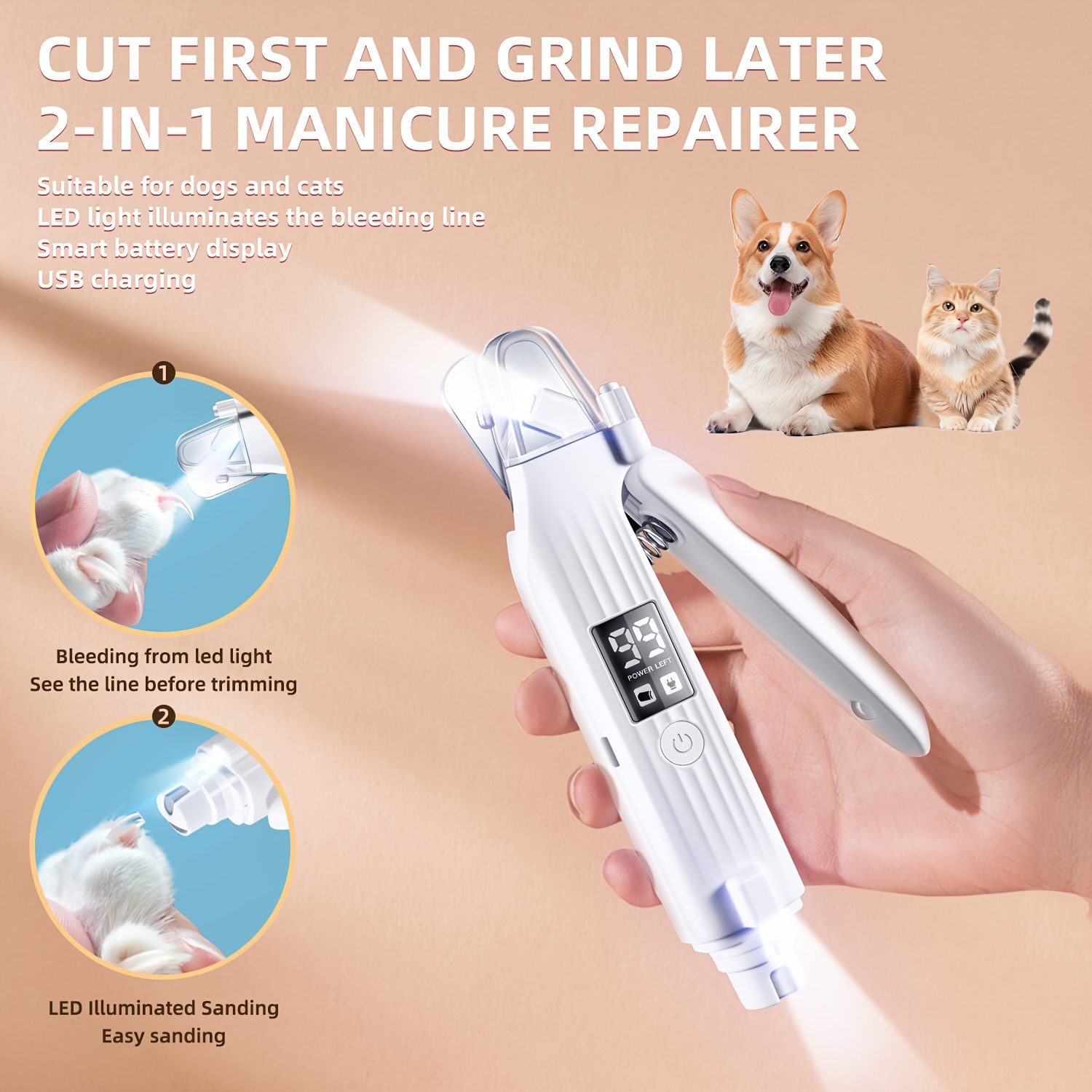 Power Tools Use - LED Pet Nail Grinder Safe and