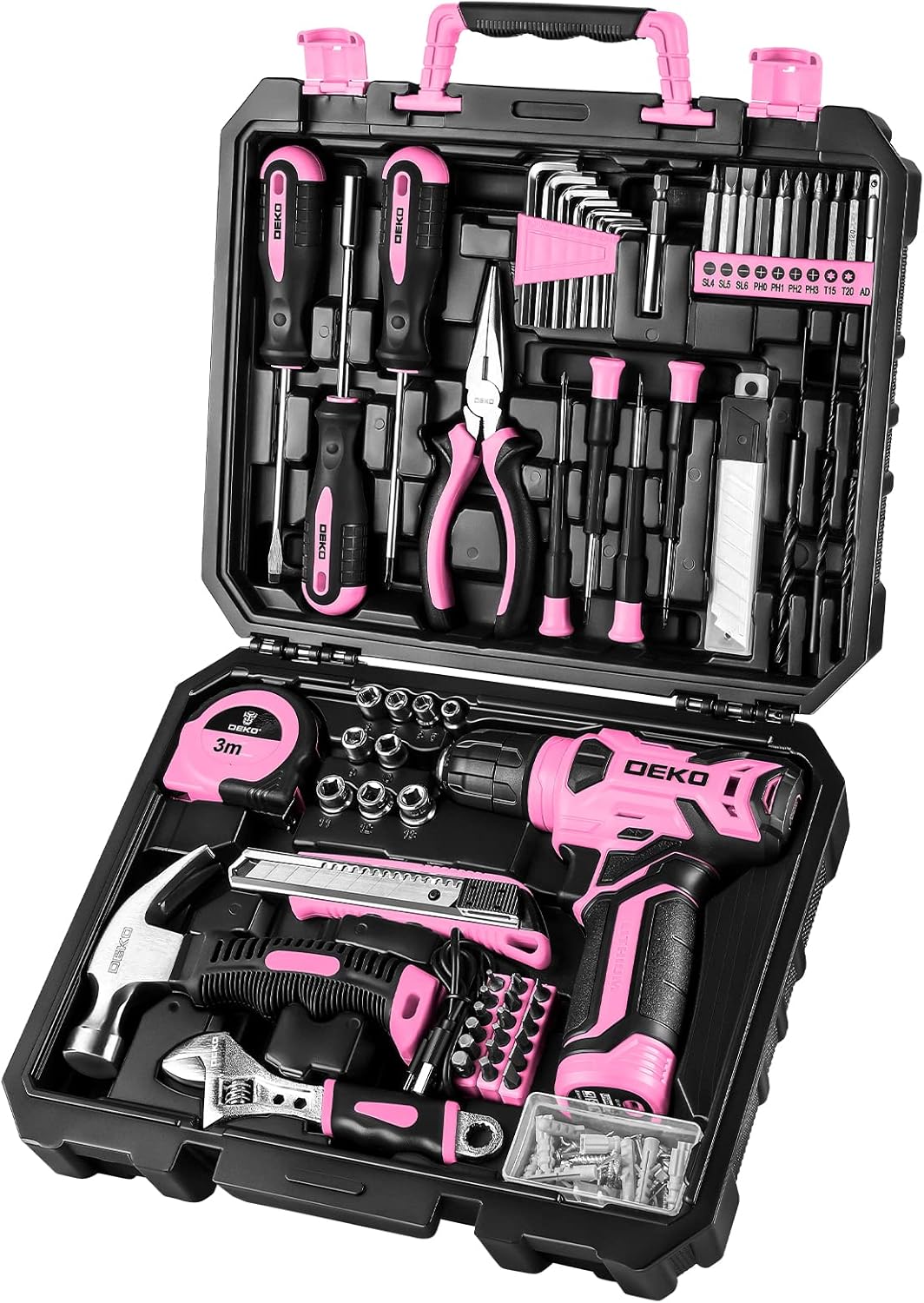 126 Pcs Pink Cordless Drill Se - مراجعة Power Tools Pink وسعره