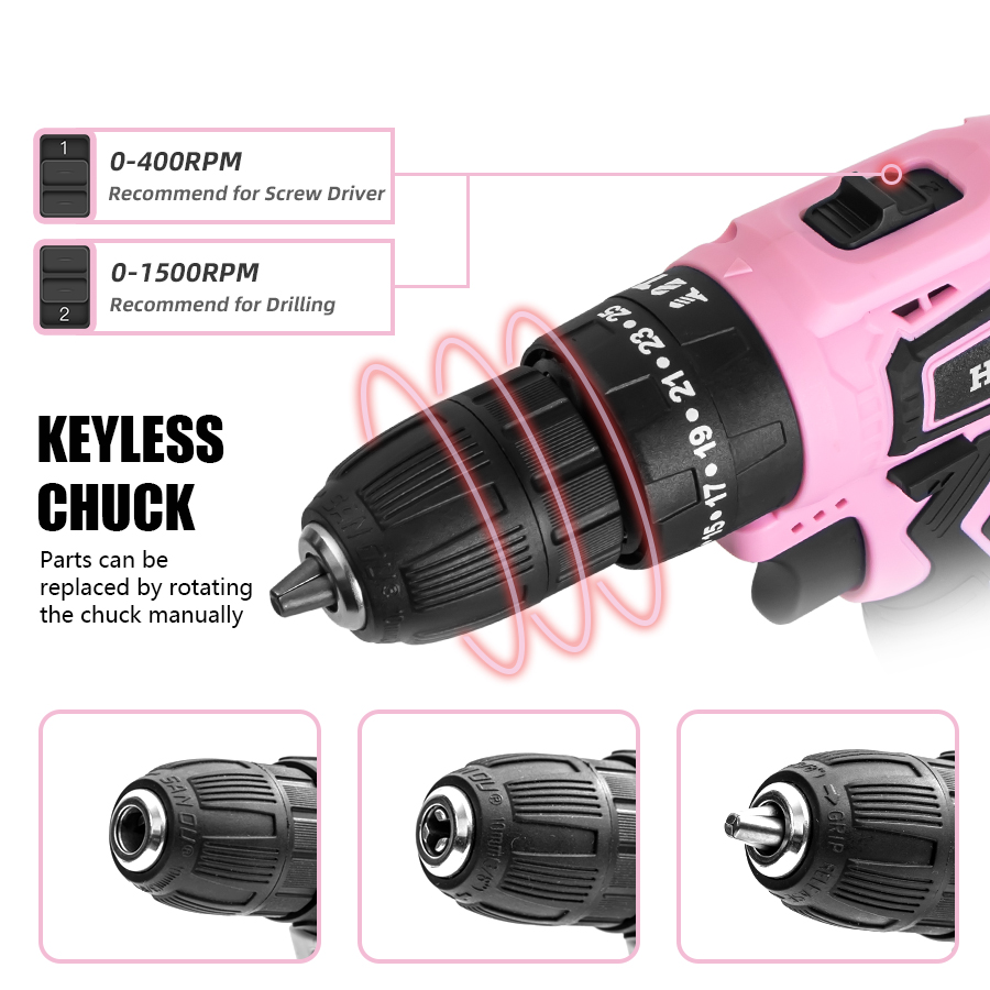 HILDA 21V Pink Drill Electric  - مراجعة Power Tools Pink وسعره